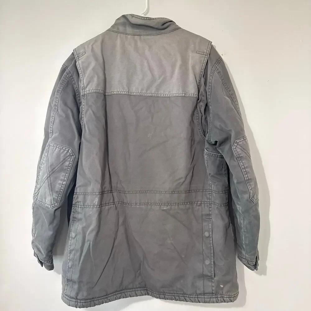 L.L.Bean Men's Sherpa Lined Canvas Field Jacket Gray Utility Barn Coat Large